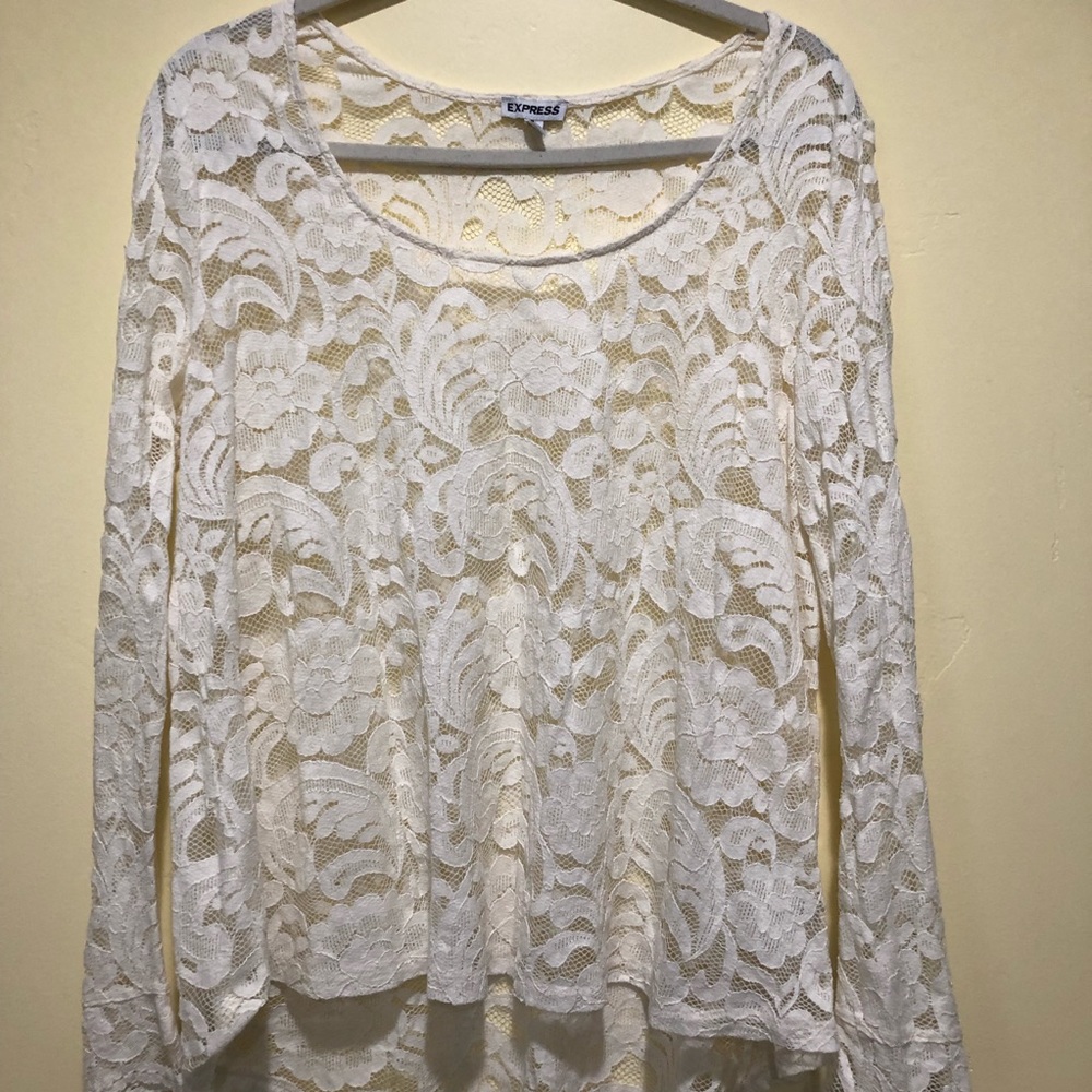 Express Lace Top w/ Bell Sleeves women’s size L